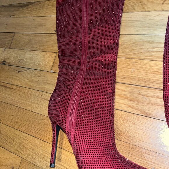 Rhinestone Burgandy High Heel Stilettos (Size 7.5) - BRAND NEW - Picture 3 of 6